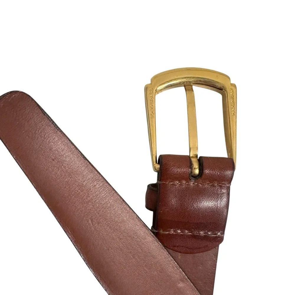Johnston & Murphy‎ Belt Leather Brown Solid Brass Buckle Aniline Kipskin Size 40